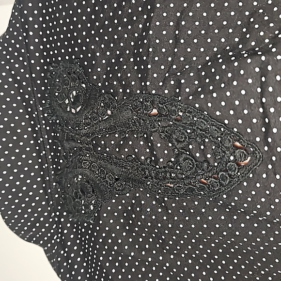 Lia Kes Black and White Dot Ruffle Long Sleeve Button Down Shirt Sz 4 - Picture 11 of 16